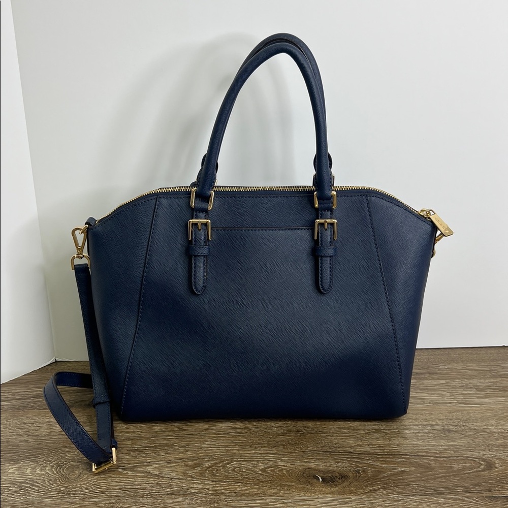 Michael Kors “CIARA” Navy Saffiano Leather Satchel (Size Medium) - Picture 2 of 14